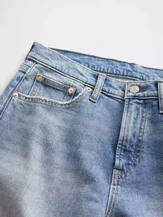 Jeans droit décontracté à taille mi-haute
