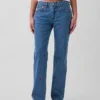 Jeans droit décontracté à taille mi-haute et broderies