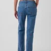 Jeans droit décontracté à taille mi-haute et broderies