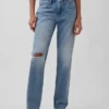 Jeans droit décontracté, taille mi-haute et coupe rigide