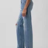 Jeans droit décontracté, taille mi-haute et coupe rigide