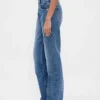 Jeans droit décontracté, taille mi-haute et coupe rigide