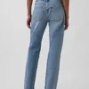 Jeans droit décontracté, taille mi-haute et coupe rigide