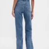 Jeans droit décontracté, taille mi-haute et coupe rigide