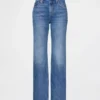 Jeans droit décontracté, taille mi-haute et coupe rigide