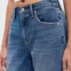 Jeans droit décontracté, taille mi-haute et coupe rigide