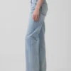 Jeans droit décontracté à taille mi-haute et coutures apparentes