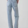 Jeans droit décontracté à taille mi-haute et coutures apparentes