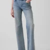 Jeans droit décontracté à taille mi-haute et micro-ceinture