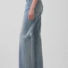 Jeans droit décontracté à taille mi-haute et micro-ceinture