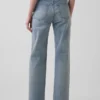 Jeans droit décontracté à taille mi-haute et micro-ceinture