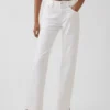Jeans droit décontracté à taille mi-haute et ourlet fendu