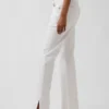 Jeans droit décontracté à taille mi-haute et ourlet fendu