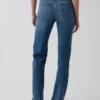 Jeans droit décontracté à taille mi-haute et ourlet fendu