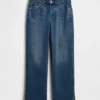 Jeans droit décontracté à taille mi-haute et ourlet fendu