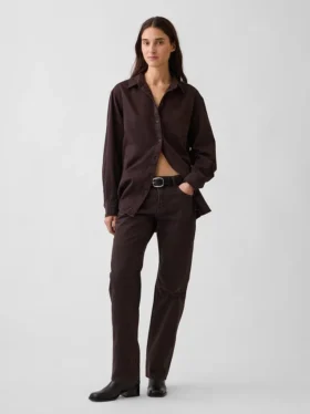 Jeans droit fuselé à taille mi-haute