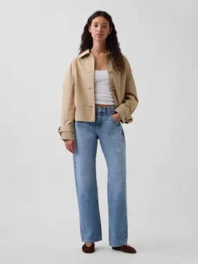 Jeans droit fuselé à taille mi-haute
