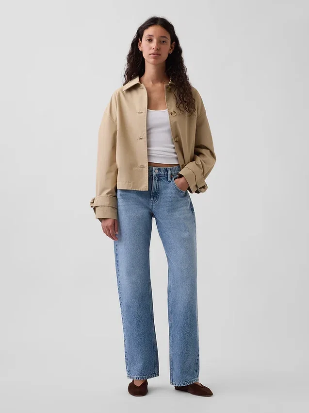 Jeans droit fuselé à taille mi-haute