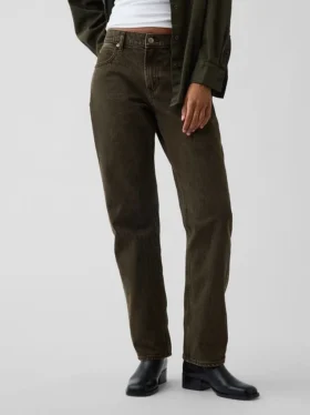 Jeans droit fuselé à taille mi-haute