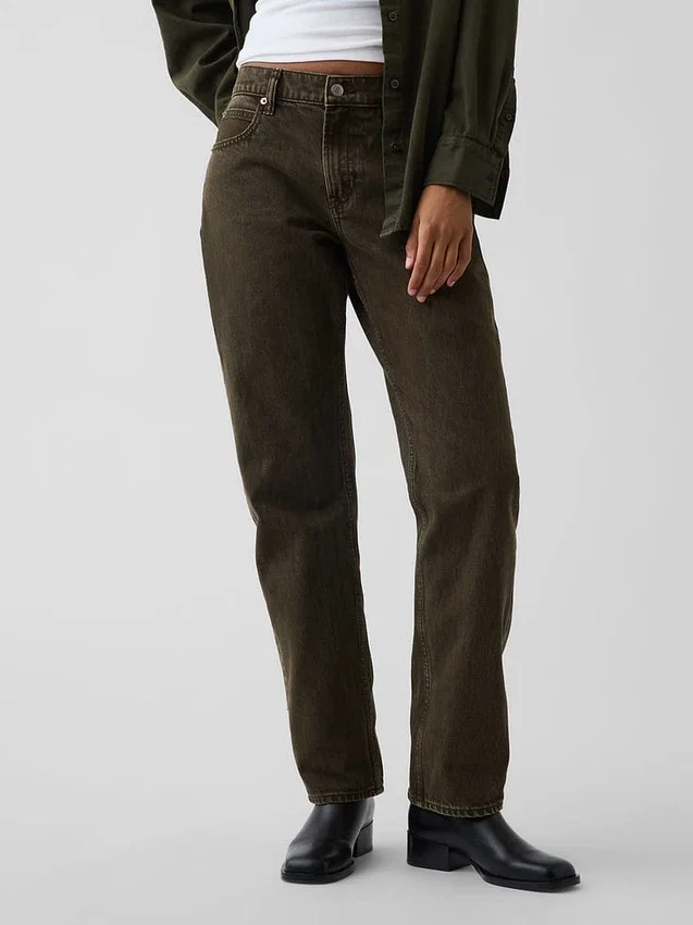 Jeans droit fuselé à taille mi-haute