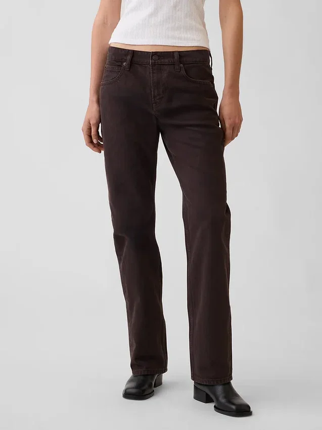 Jeans droit fuselé à taille mi-haute