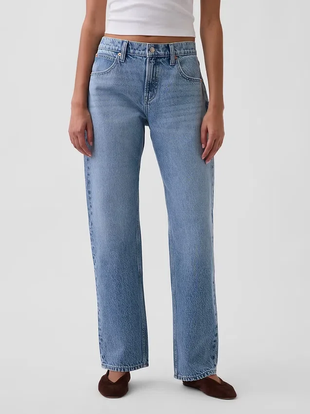 Jeans droit fuselé à taille mi-haute