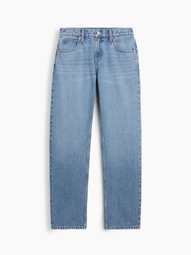 Jeans droit fuselé à taille mi-haute