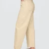 Jeans droit à taille haute à rayures kaki