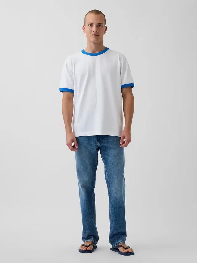 Jeans droits décontractés bleus