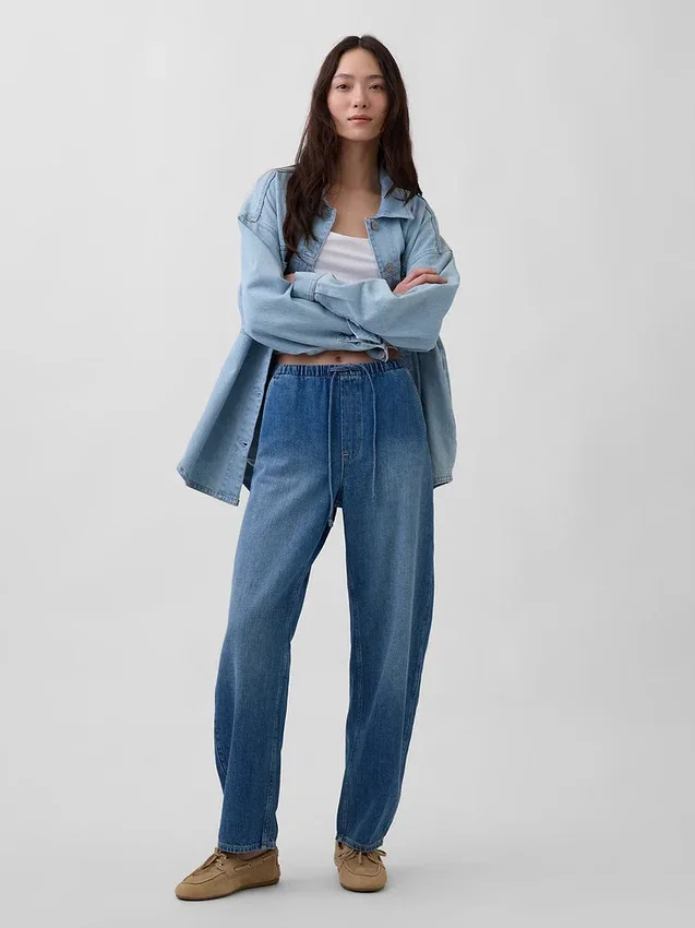 Jeans Easy Barrel à taille haute