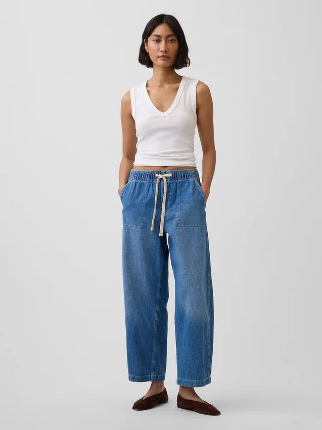 Jeans Easy Barrel à taille haute