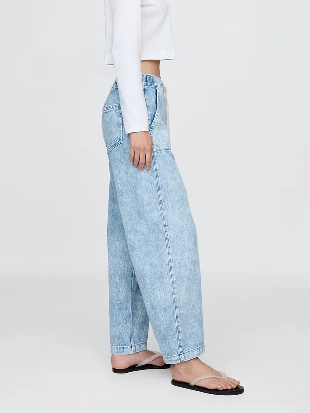 Jeans Easy Barrel à taille haute