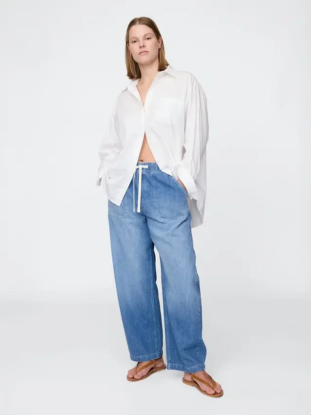 Jeans Easy Barrel à taille haute