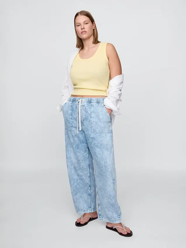 Jeans Easy Barrel à taille haute