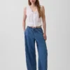 Jeans Easy Barrel ultra-doux à taille mi-haute