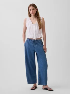Jeans Easy Barrel ultra-doux à taille mi-haute