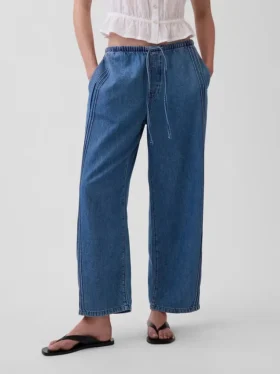 Jeans Easy Barrel ultra-doux à taille mi-haute