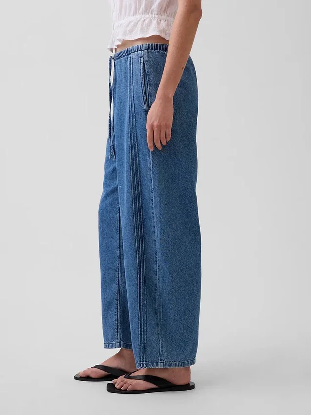 Jeans Easy Barrel ultra-doux à taille mi-haute