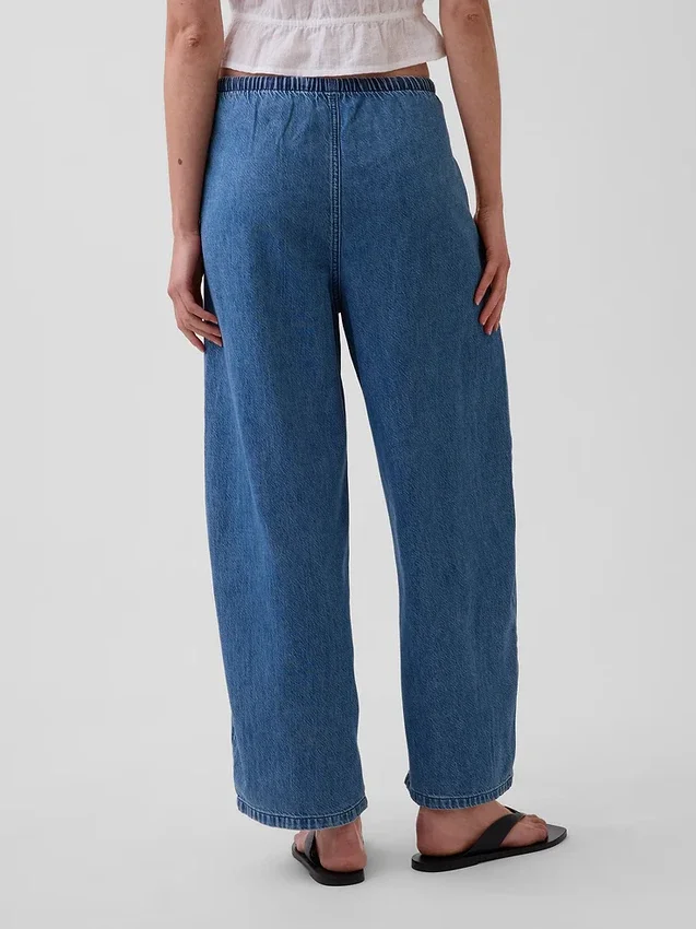 Jeans Easy Barrel ultra-doux à taille mi-haute