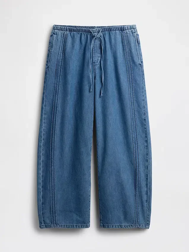 Jeans Easy Barrel ultra-doux à taille mi-haute