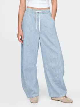 Jeans « Easy Horseshoe » à taille mi-haute, en denim ultra-doux à rayures