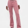 Jeans en velours côtelé taille basse, coupe longue et ajustée