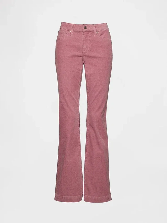 Jeans en velours côtelé taille basse, coupe longue et ajustée