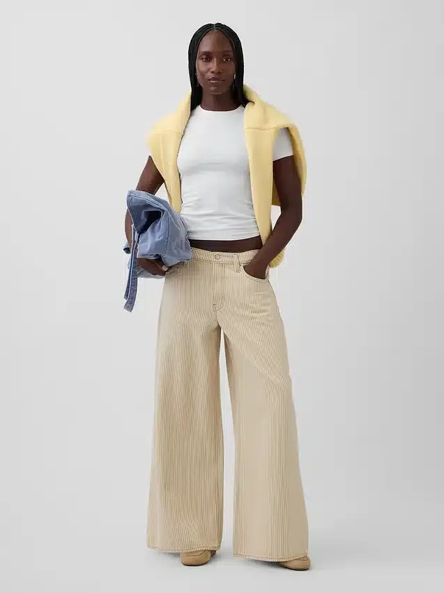 Jeans extra-large à taille basse et rayures