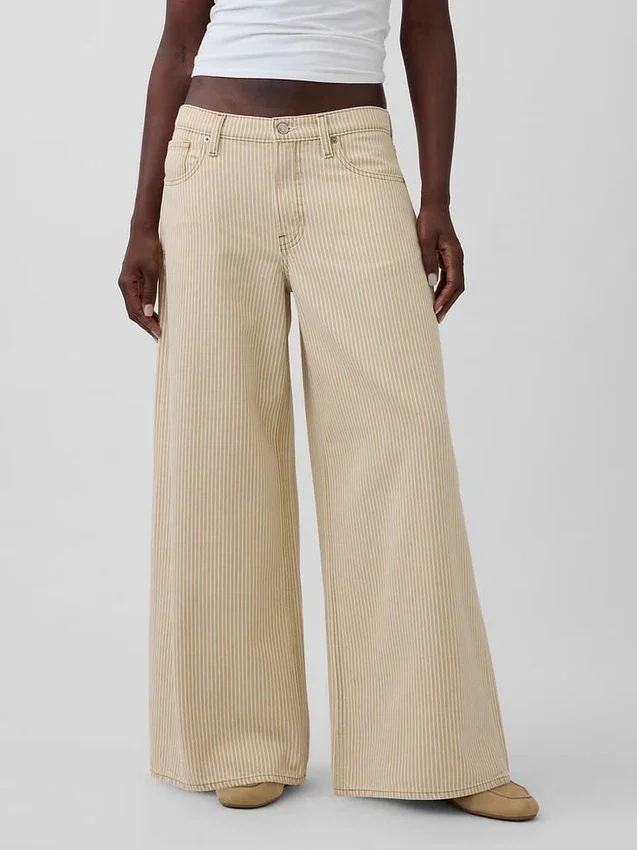 Jeans extra-large à taille basse et rayures
