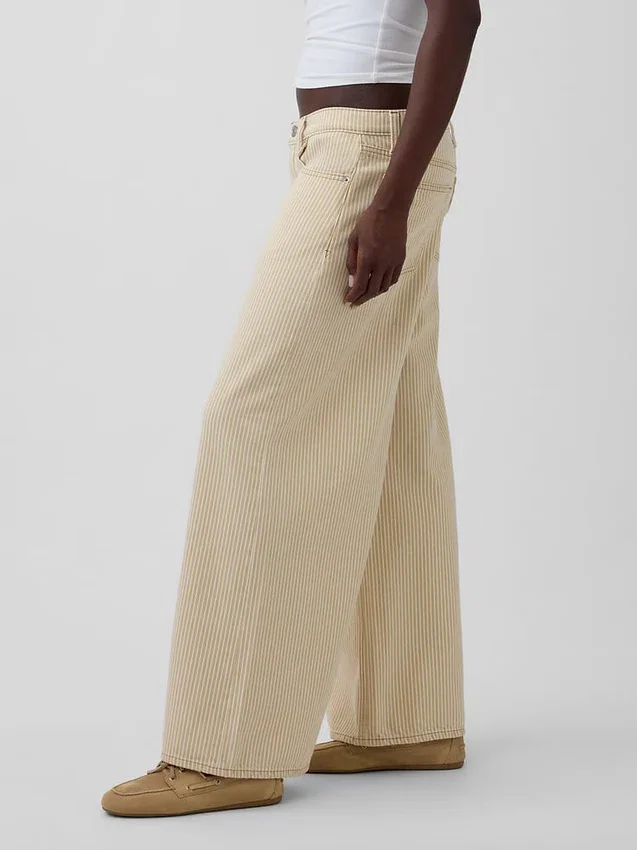 Jeans extra-large à taille basse et rayures