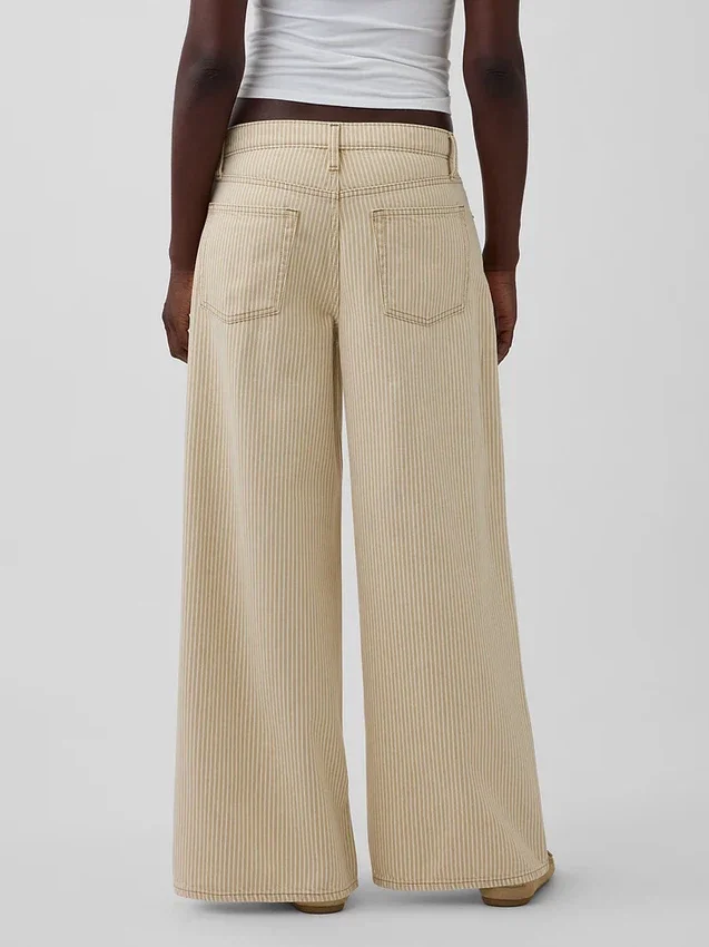 Jeans extra-large à taille basse et rayures