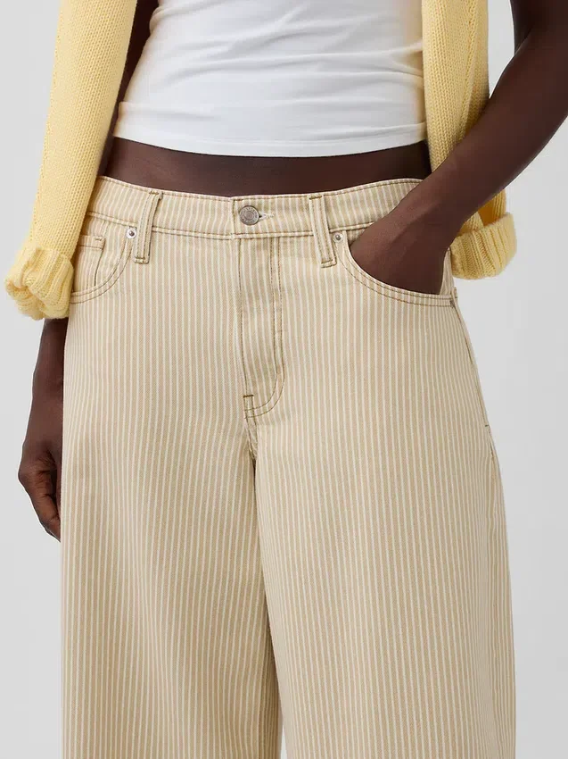 Jeans extra-large à taille basse et rayures