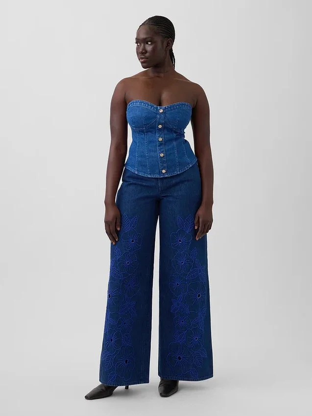 Jeans GAP × Hfr à taille basse, imprimé floral et coupe très ample par Atelier Ndigo