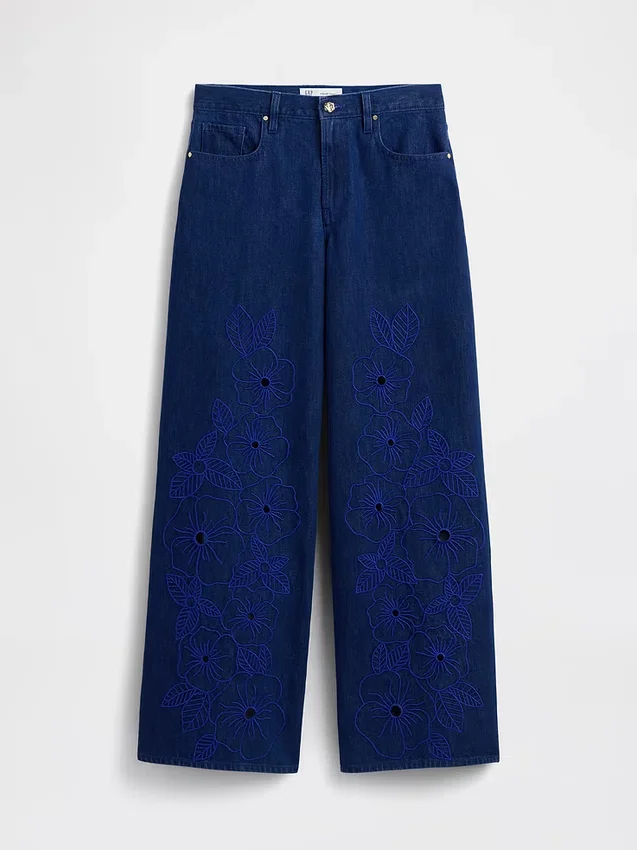 Jeans GAP × Hfr à taille basse, imprimé floral et coupe très ample par Atelier Ndigo